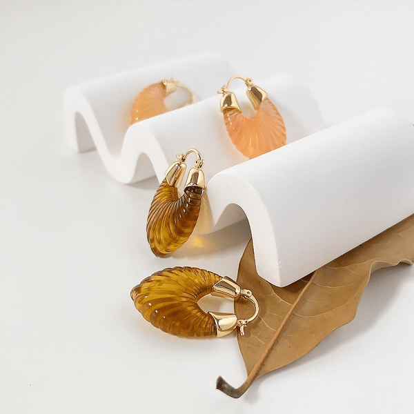 Wholesale 18K gold plated resin Earrings JDC-ES-Linh002 Earrings 麟凰 Wholesale Jewelry JoyasDeChina Joyas De China