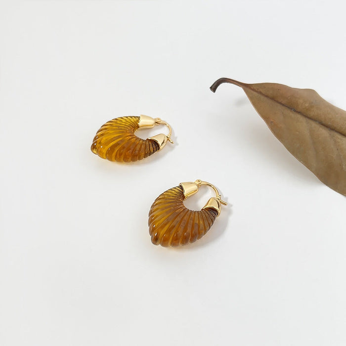 Wholesale 18K gold plated resin Earrings JDC-ES-Linh002 Earrings 麟凰 4 Wholesale Jewelry JoyasDeChina Joyas De China