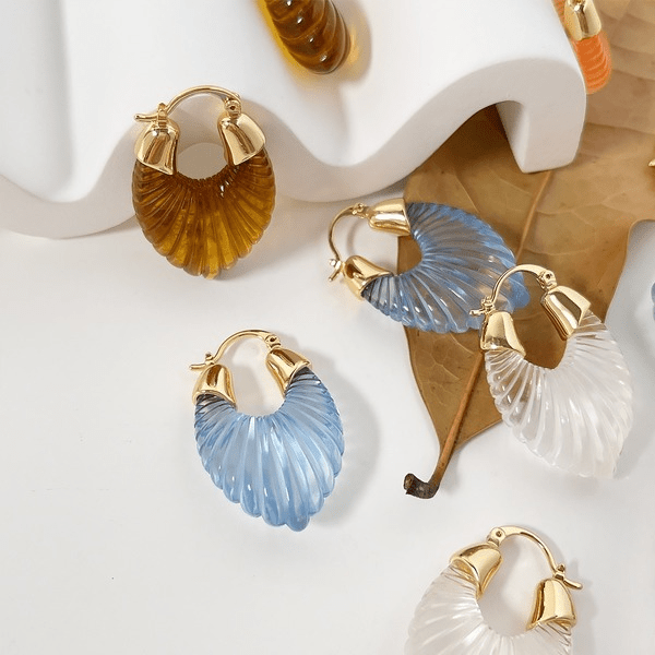 Wholesale 18K gold plated resin Earrings JDC-ES-Linh002 Earrings 麟凰 Wholesale Jewelry JoyasDeChina Joyas De China