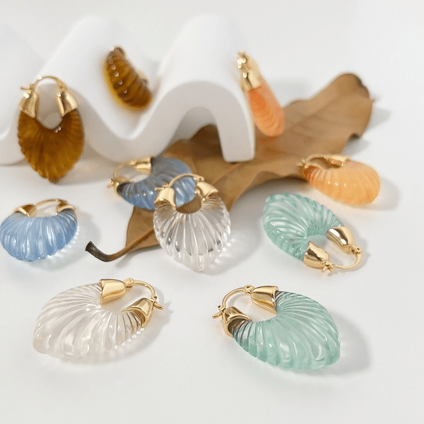 Wholesale 18K gold plated resin Earrings JDC-ES-Linh002 Earrings 麟凰 Wholesale Jewelry JoyasDeChina Joyas De China