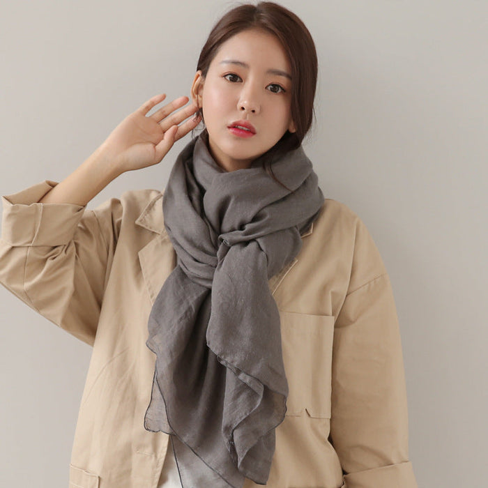 Wholesale 1.8m cotton linen scarf JDC-SF-GSCM004 scarf JoyasDeChina Dark gray Oversized Wholesale Jewelry JoyasDeChina Joyas De China