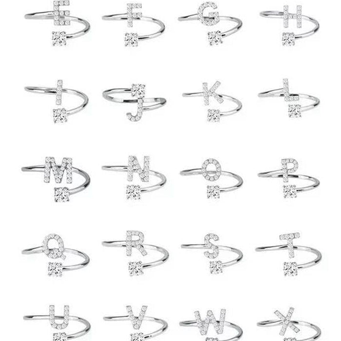 Wholesale 26 letter opening diamond ring JDC-RS-NS007 Rings 尼森 Wholesale Jewelry JoyasDeChina Joyas De China