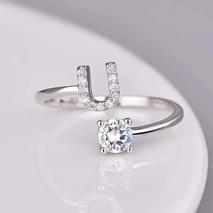 Wholesale 26 letter opening diamond ring JDC-RS-NS007 Rings 尼森 Wholesale Jewelry JoyasDeChina Joyas De China