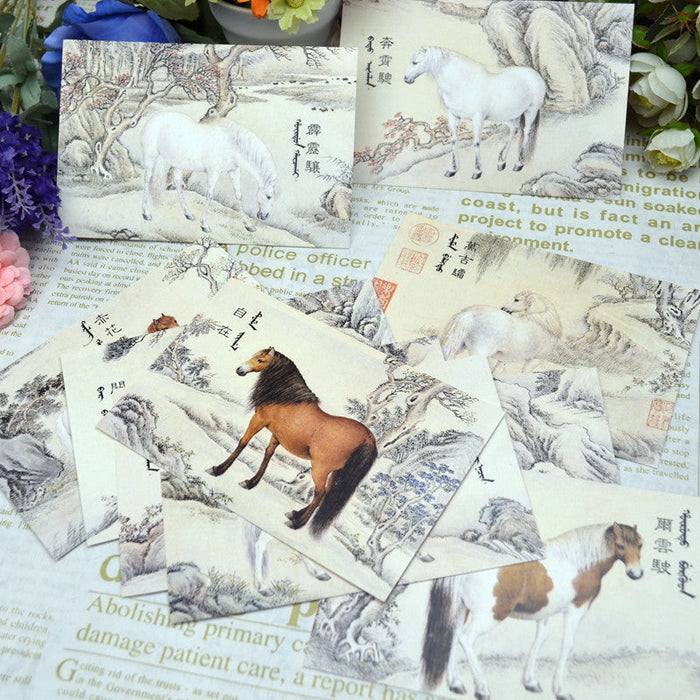 Wholesale 300g single copper card horse picture postcards 10 sheets/set MOQ≥5 JDC-GC-Hengm021 Greeting Card 恒美 minimum 5 pieces for wholesale Wholesale Jewelry JoyasDeChina Joyas De China