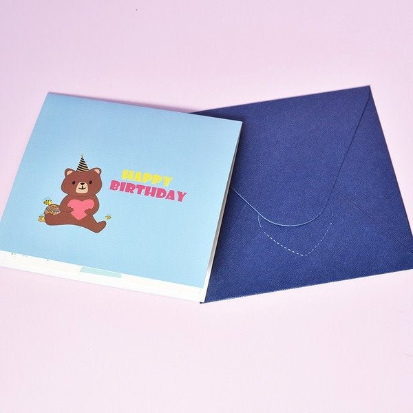 Wholesale 3D Special Paper Bear Cake Greeting Card MOQ≥2 JDC-GC-QW028 Greeting Card 奇蚁文化 Wholesale Jewelry JoyasDeChina Joyas De China