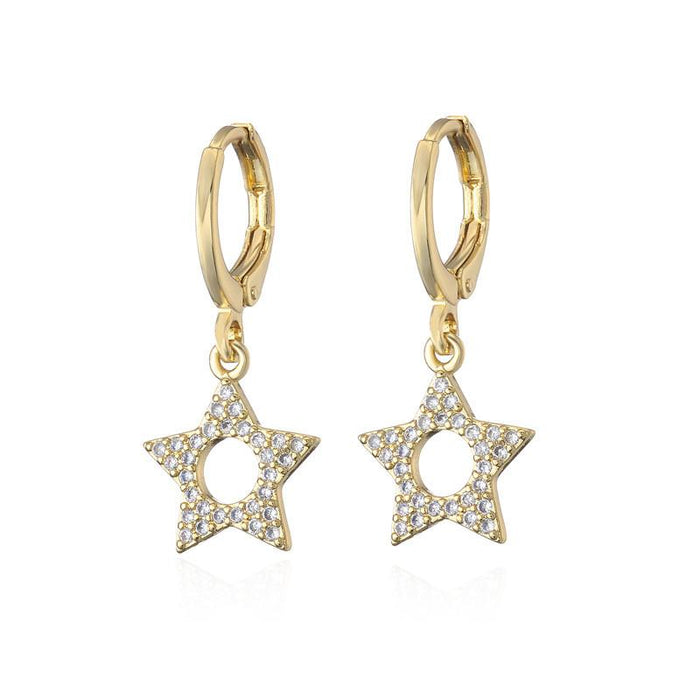 Wholesale 4-color copper micro inlaid five pointed star Earrings JDC-ES-ag080 Earrings JoyasDeChina 40791 Wholesale Jewelry JoyasDeChina Joyas De China