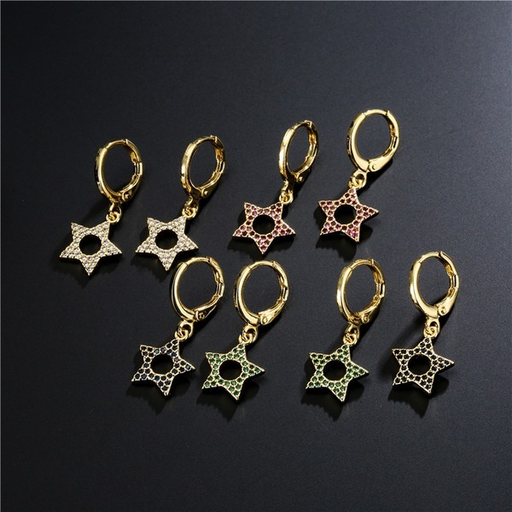 Bulk Jewelry Wholesale 4-color copper micro inlaid five pointed star Earrings JDC-ES-ag080 Wholesale factory from China YIWU China