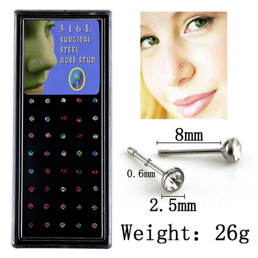 Wholesale 40 60 2.5mm European and American diamond nose nails JDC-NS-LX003 Piercings JoyasDeChina Wholesale Jewelry JoyasDeChina Joyas De China
