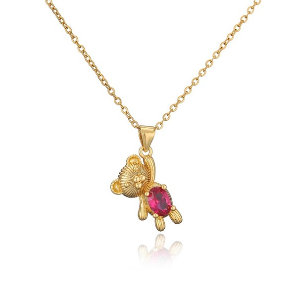 Bulk Jewelry Wholesale 5-color copper zircon cute baby bear necklaces JDC-NE-ag044 Wholesale factory from China YIWU China