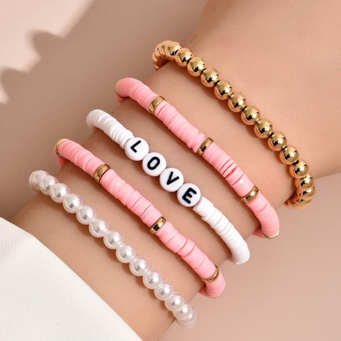 Bulk Jewelry Wholesale 5 sets of colorful soft pottery and Pearl Bracelets JDC-BT-GSHR001 Wholesale factory from China YIWU China