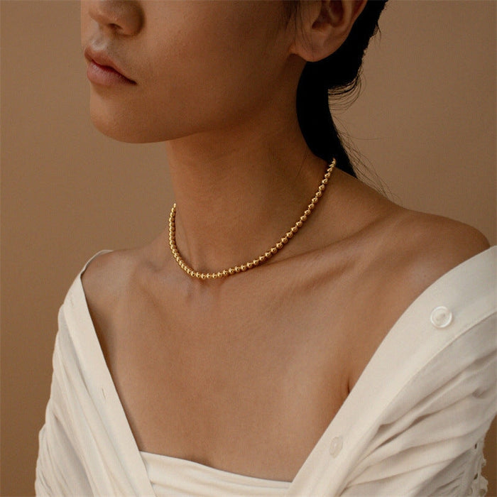 Wholesale 5mm Copper Bead Chain Necklace Cross JDC-NE-Jif042 Necklaces 集沣 golden Wholesale Jewelry JoyasDeChina Joyas De China