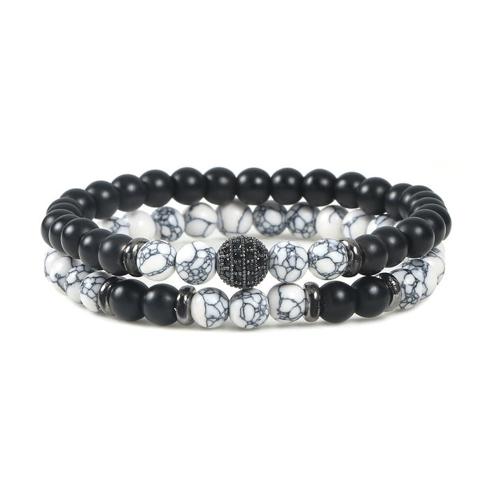 Wholesale 6mm Oiled Stone Beaded Bracelet JDC-BT-JiuJ017 Bracelet 九江 black set Wholesale Jewelry JoyasDeChina Joyas De China