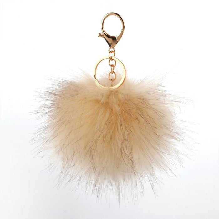 Wholesale 8cm hair ball pendant plush cloth Pom Pom Keychain JDC-KC-PRY005 Keychains 彭日耀 beige 10cm Wholesale Jewelry JoyasDeChina Joyas De China