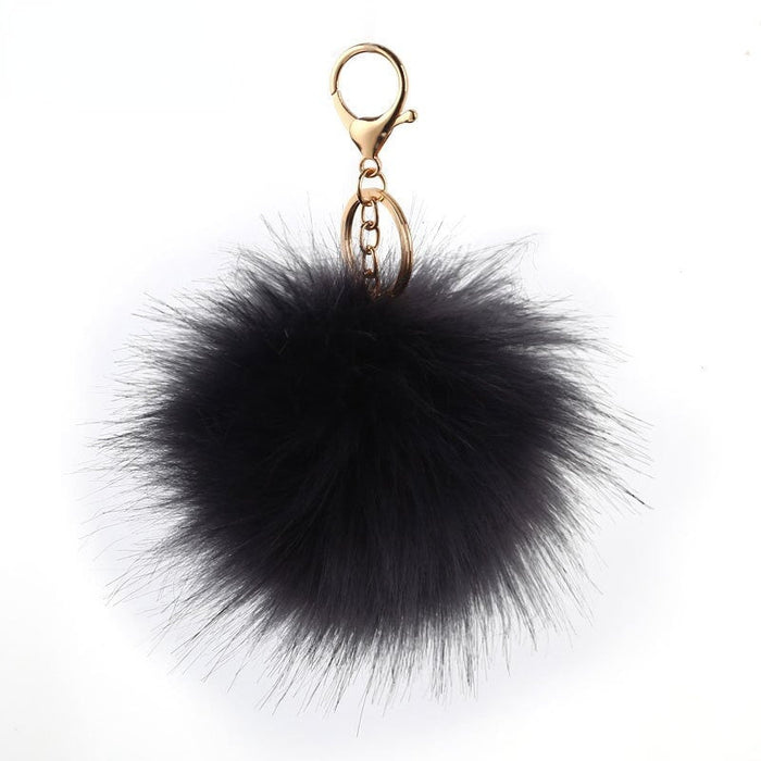 Wholesale 8cm hair ball pendant plush cloth Pom Pom Keychain JDC-KC-PRY005 Keychains 彭日耀 dark grey 10cm Wholesale Jewelry JoyasDeChina Joyas De China