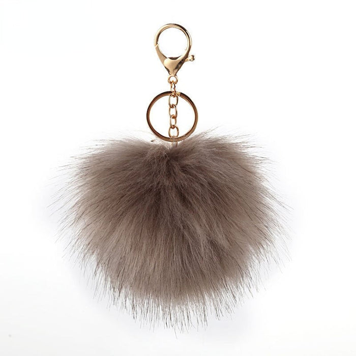 Wholesale 8cm hair ball pendant plush cloth Pom Pom Keychain JDC-KC-PRY005 Keychains 彭日耀 khaki 10cm Wholesale Jewelry JoyasDeChina Joyas De China