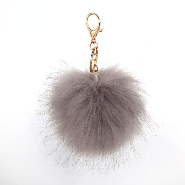 Wholesale 8cm hair ball pendant plush cloth Pom Pom Keychain JDC-KC-PRY005 Keychains 彭日耀 light grey 10cm Wholesale Jewelry JoyasDeChina Joyas De China