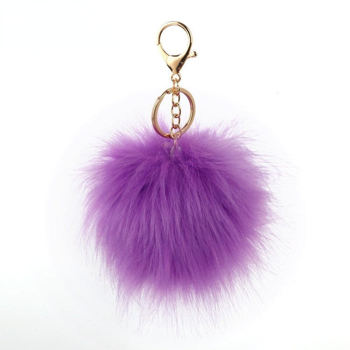 Wholesale 8cm hair ball pendant plush cloth Pom Pom Keychain JDC-KC-PRY005 Keychains 彭日耀 purple 10cm Wholesale Jewelry JoyasDeChina Joyas De China