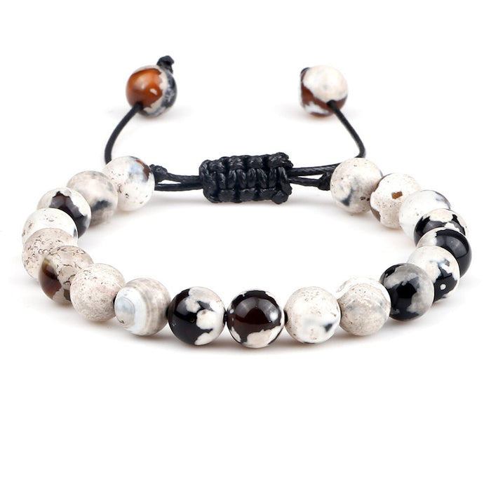 Wholesale 8mm Beaded Agate Bracelet JDC-BT-JiuJ025 Bracelet 九江 white Wholesale Jewelry JoyasDeChina Joyas De China