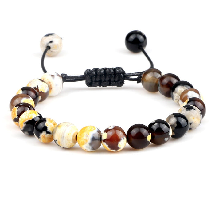 Wholesale 8mm Beaded Agate Bracelet JDC-BT-JiuJ025 Bracelet 九江 yellow Wholesale Jewelry JoyasDeChina Joyas De China