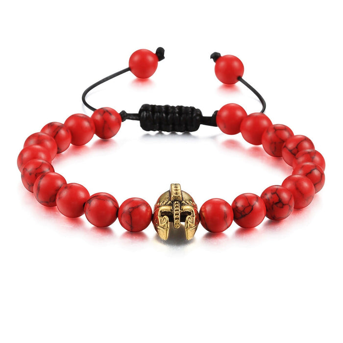 Wholesale 8mm Volcanic Stone Turquoise Beaded Bracelet JDC-BT-JiuJ020 Bracelet 九江 red gold Wholesale Jewelry JoyasDeChina Joyas De China