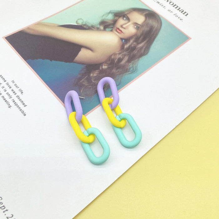 Wholesale 925 Silver Needle Acrylic Color Earrings JDC-ES-XC338 Earrings 夏晨 purple color Wholesale Jewelry JoyasDeChina Joyas De China