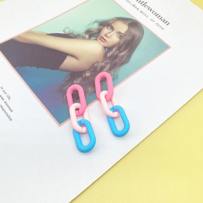 Wholesale 925 Silver Needle Acrylic Color Earrings JDC-ES-XC338 Earrings 夏晨 rose color Wholesale Jewelry JoyasDeChina Joyas De China