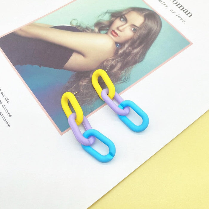 Wholesale 925 Silver Needle Acrylic Color Earrings JDC-ES-XC338 Earrings 夏晨 yellow color Wholesale Jewelry JoyasDeChina Joyas De China