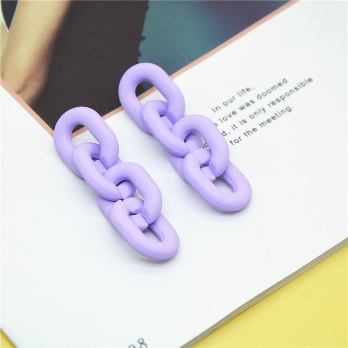 Wholesale 925 Silver Needle Acrylic Color Earrings JDC-ES-XC339 Earrings 夏晨 purple Wholesale Jewelry JoyasDeChina Joyas De China