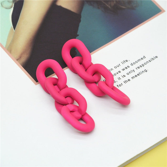 Wholesale 925 Silver Needle Acrylic Color Earrings JDC-ES-XC339 Earrings 夏晨 rose red Wholesale Jewelry JoyasDeChina Joyas De China