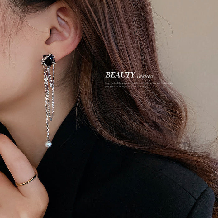 Wholesale 925 Silver Needle Alloy Pearl Chain Earrings JDC-ES-BY138 Earrings 宝钰 Wholesale Jewelry JoyasDeChina Joyas De China