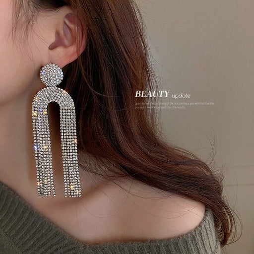 Wholesale 925 Silver Needle Alloy Rhinestone Tassel Earrings JDC-ES-BY091 Earrings 宝钰 Wholesale Jewelry JoyasDeChina Joyas De China