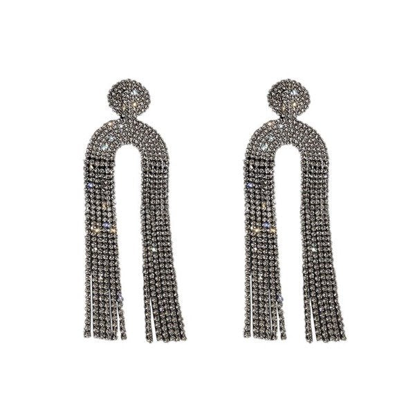 Wholesale 925 Silver Needle Alloy Rhinestone Tassel Earrings JDC-ES-BY091 Earrings 宝钰 Wholesale Jewelry JoyasDeChina Joyas De China