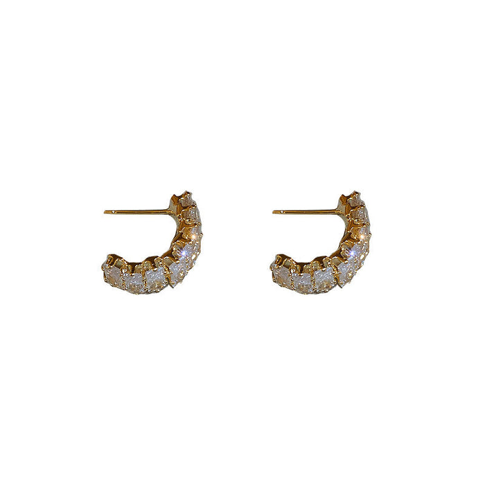 Wholesale 925 Silver Needle Alloy Zircon C Shape Earrings JDC-ES-BY133 Earrings 宝钰 Wholesale Jewelry JoyasDeChina Joyas De China