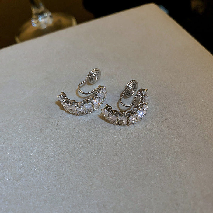 Wholesale 925 Silver Needle Alloy Zircon C Shape Earrings JDC-ES-BY133 Earrings 宝钰 Ear clips silver Wholesale Jewelry JoyasDeChina Joyas De China