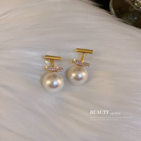 Wholesale 925 Silver Needle Alloy Zircon Pearl Earrings JDC-ES-BY140 Earrings 宝钰 Wholesale Jewelry JoyasDeChina Joyas De China