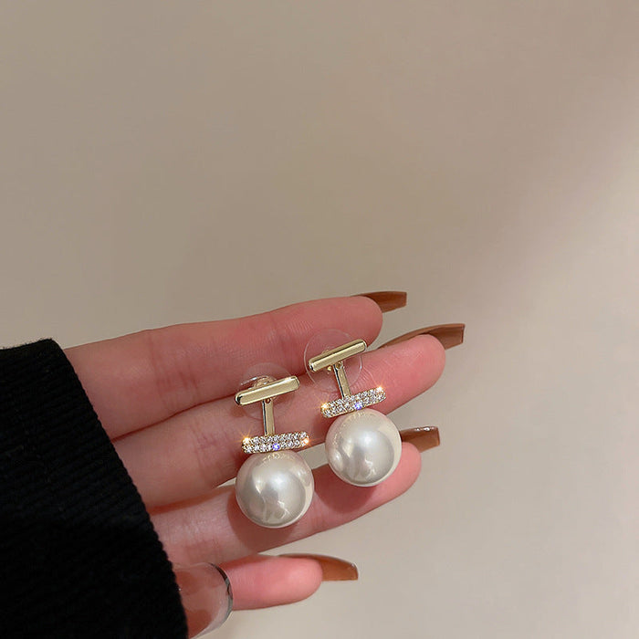 Wholesale 925 Silver Needle Alloy Zircon Pearl Earrings JDC-ES-BY140 Earrings 宝钰 gold Wholesale Jewelry JoyasDeChina Joyas De China