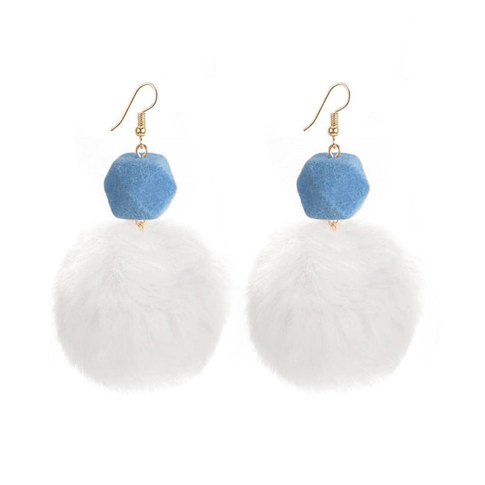 Wholesale 925 Silver Needle Cloth Hairball Earrings JDC-ES-GSMDD017 Earrings 萌豆豆 E2318-4 blue Wholesale Jewelry JoyasDeChina Joyas De China