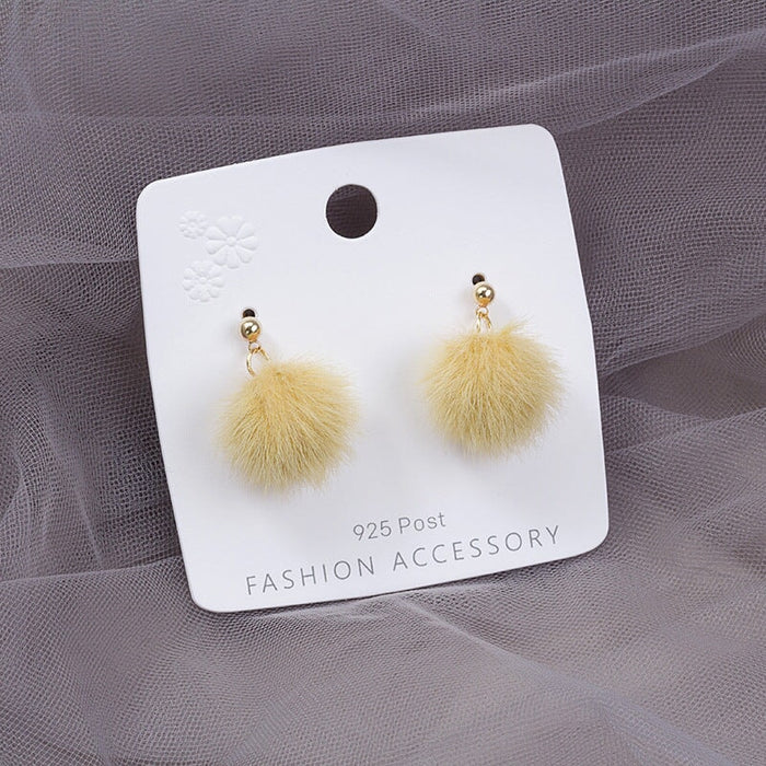 Wholesale 925 Silver Needle Hair Ball Earrings JDC-ES-GSMDD020 Earrings 萌豆豆 Wholesale Jewelry JoyasDeChina Joyas De China