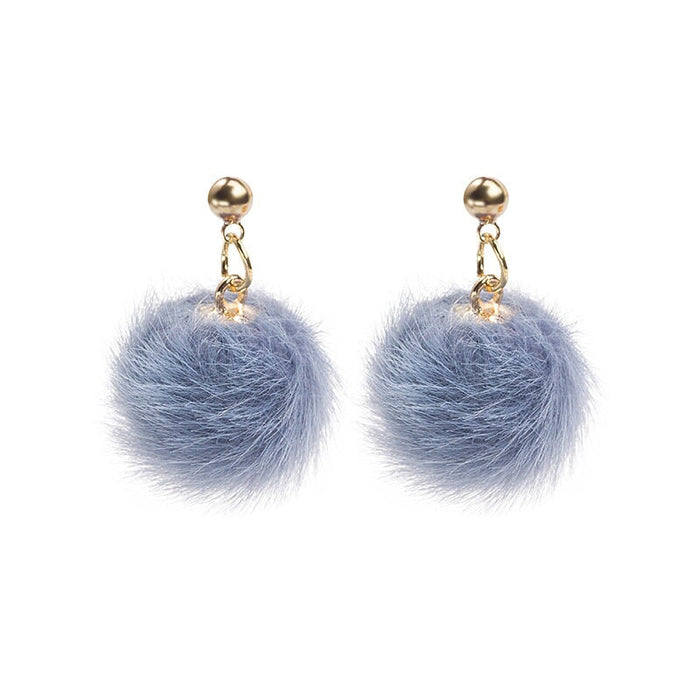 Wholesale 925 Silver Needle Hair Ball Earrings JDC-ES-GSMDD020 Earrings 萌豆豆 Wholesale Jewelry JoyasDeChina Joyas De China