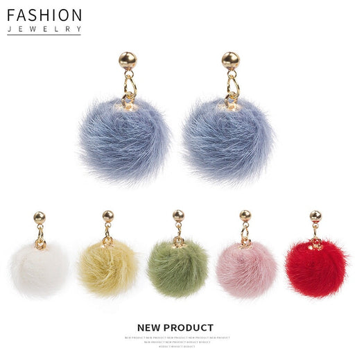 Wholesale 925 Silver Needle Hair Ball Earrings JDC-ES-GSMDD020 Earrings 萌豆豆 Wholesale Jewelry JoyasDeChina Joyas De China