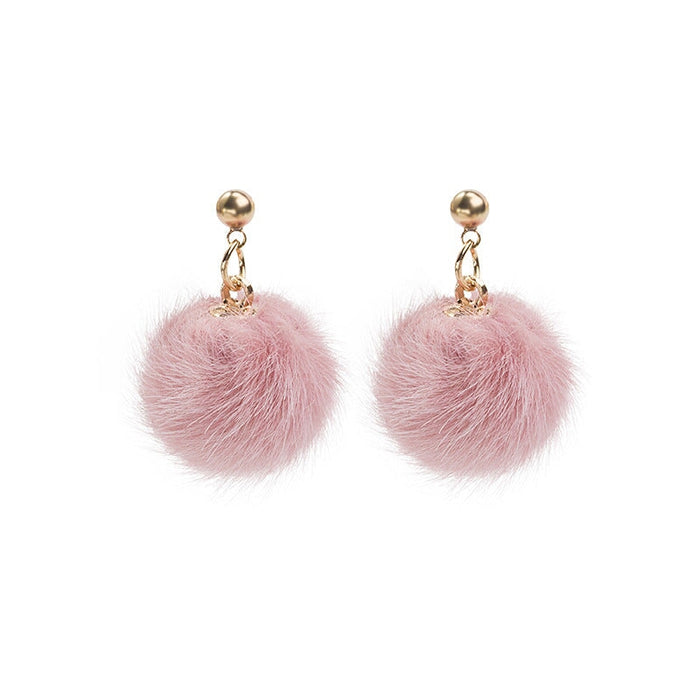 Wholesale 925 Silver Needle Hair Ball Earrings JDC-ES-GSMDD020 Earrings 萌豆豆 Wholesale Jewelry JoyasDeChina Joyas De China