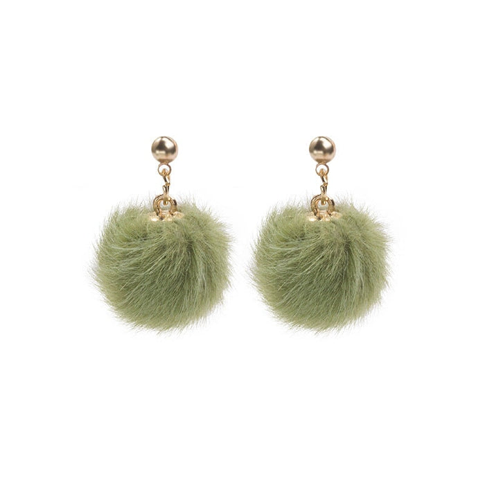 Wholesale 925 Silver Needle Hair Ball Earrings JDC-ES-GSMDD020 Earrings 萌豆豆 E2430-4 green Wholesale Jewelry JoyasDeChina Joyas De China