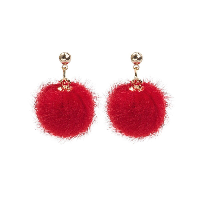 Wholesale 925 Silver Needle Hair Ball Earrings JDC-ES-GSMDD020 Earrings 萌豆豆 E2430-6 red Wholesale Jewelry JoyasDeChina Joyas De China