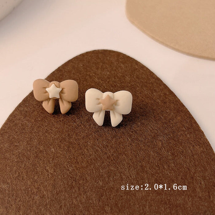 Wholesale 925 Silver Needle Milk Coffee Color Cartoon Bear and Rabbit Earrings JDC-ES-HanXi001 Earrings 涵熙 Wholesale Jewelry JoyasDeChina Joyas De China