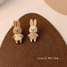Wholesale 925 Silver Needle Milk Coffee Color Cartoon Bear and Rabbit Earrings JDC-ES-HanXi001 Earrings 涵熙 Wholesale Jewelry JoyasDeChina Joyas De China