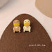 Wholesale 925 Silver Needle Milk Coffee Color Cartoon Bear and Rabbit Earrings JDC-ES-HanXi001 Earrings 涵熙 Wholesale Jewelry JoyasDeChina Joyas De China