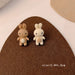 Wholesale 925 Silver Needle Milk Coffee Color Cartoon Bear and Rabbit Earrings JDC-ES-HanXi001 Earrings 涵熙 MY35079 Wholesale Jewelry JoyasDeChina Joyas De China