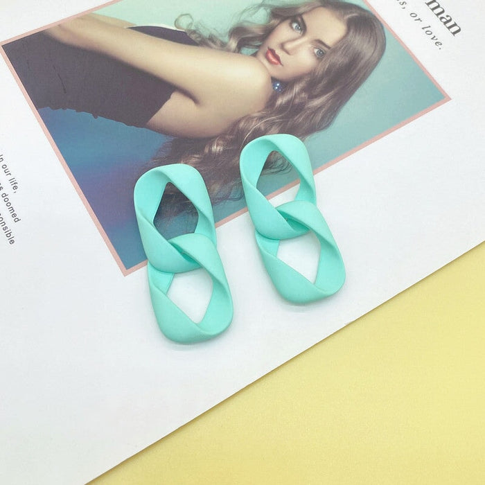 Wholesale 925 Silver Post Twisted Chain Acrylic Earrings JDC-ES-XC341 Earrings 夏晨 Wholesale Jewelry JoyasDeChina Joyas De China