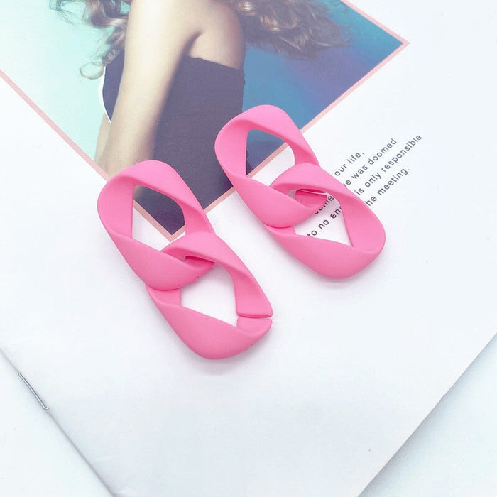 Wholesale 925 Silver Post Twisted Chain Acrylic Earrings JDC-ES-XC341 Earrings 夏晨 rose red Wholesale Jewelry JoyasDeChina Joyas De China