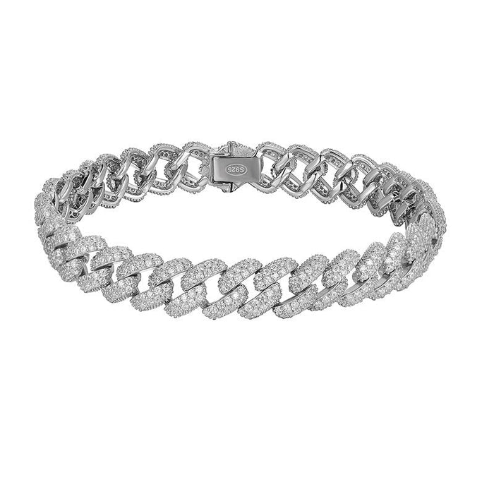Wholesale 925 Sterling Silver Rhinestone Cuban Chain Bracelet JDC-BT-GES001 Bracelet 格尔诗 Wholesale Jewelry JoyasDeChina Joyas De China